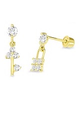 captivating teeny-tiny Polished key and lock baby gold earrings